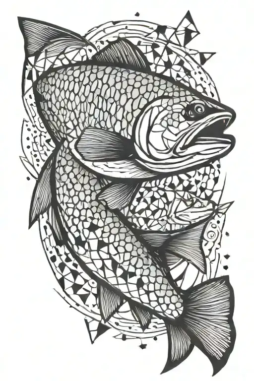 trout portrait tattoo design idea