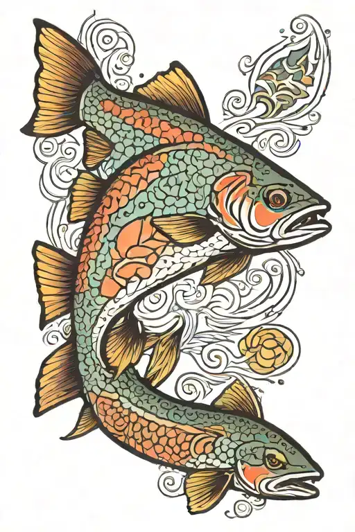 trout mandala design tattoo design idea