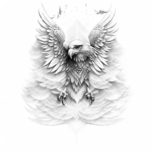 eagle with shattered wings tattoo design idea