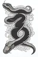 black snake on stomach tattoo design idea
