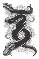 black snake on stomach tattoo design idea