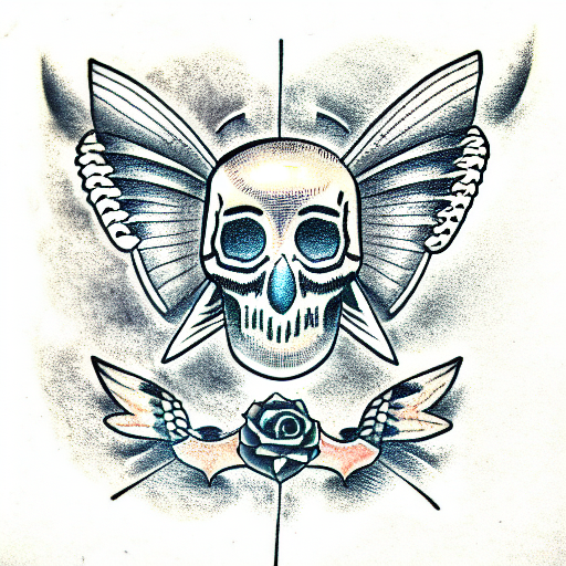 Moth with skull tattoo design idea