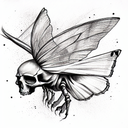 Moth with skull tattoo design idea