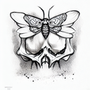 Moth with skull tattoo design idea