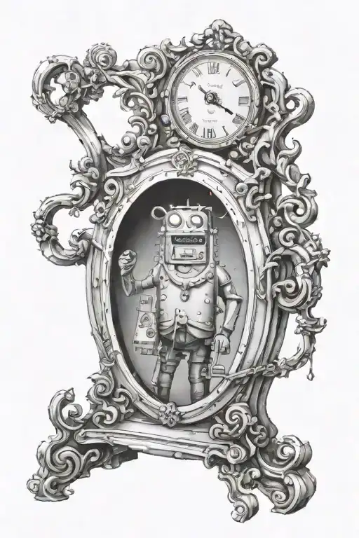 BMO adevnture time looking in the mirror tattoo design idea