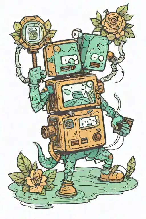 BMO adventure team looking in the mirror tattoo design idea
