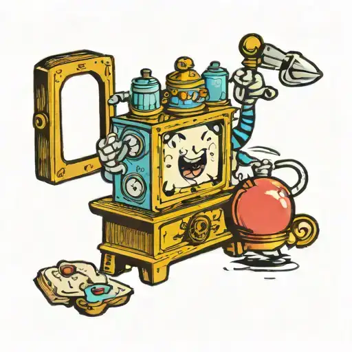 BMO adevnture time character looking in the mirror tattoo design idea