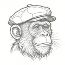 monkey wearing a flat cap tattoo design idea