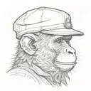 monkey wearing a flat cap tattoo design idea