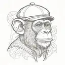 monkey wearing a flat cap tattoo design idea
