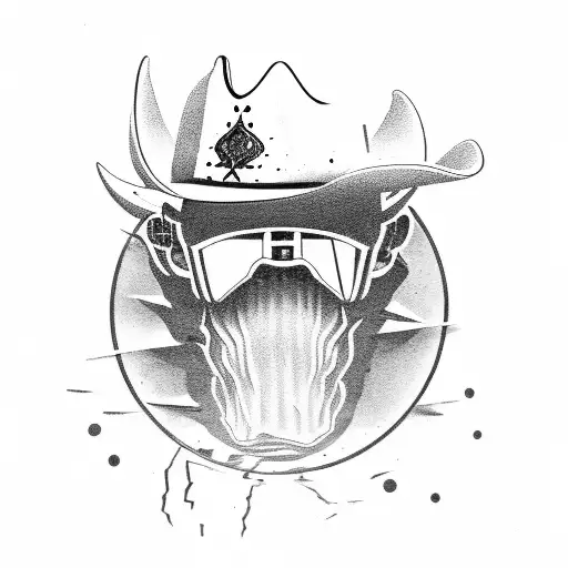 modern outlaw cowboy fighting demons tattoo design idea