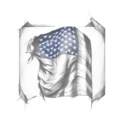 Torn American Flag military tattoo design idea