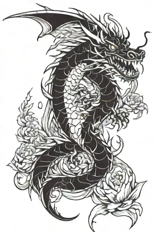 dragon and carps tattoo design idea
