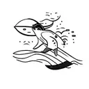 surfing penguin tattoo design idea