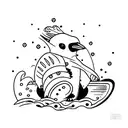 surfing penguin tattoo design idea