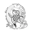 surfing penguin tattoo design idea