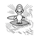 surfing penguin tattoo design idea