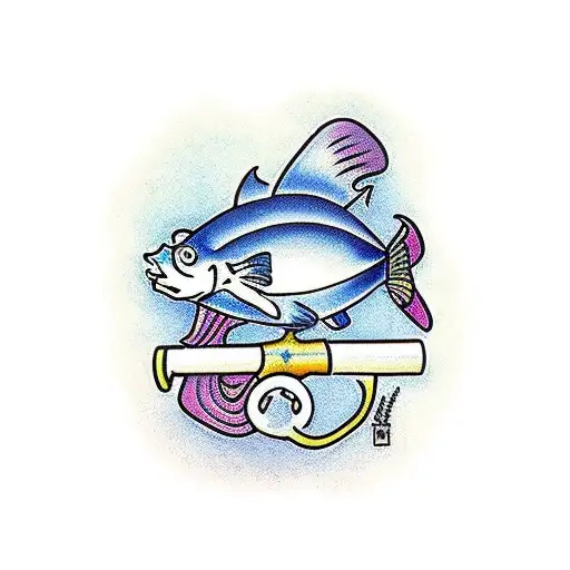 A fish with a pipe dressed as a sailor tattoo design idea