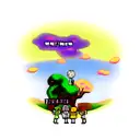 Rick and Morty characters exploring a vibrant and surreal Stardew Valley landscape tattoo design idea