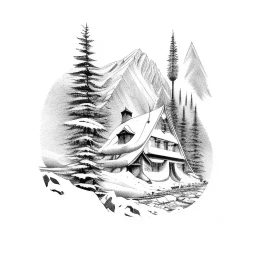 Mountain Scene tattoo design idea
