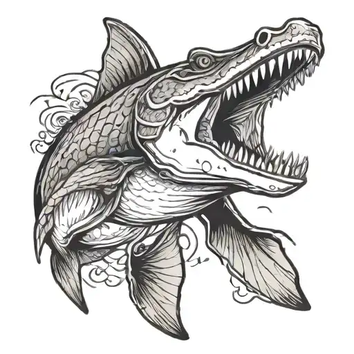 Alligator tarpon hammerhead shark state of Florida snook  tattoo design idea