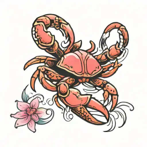crab and flamingo tattoo design idea