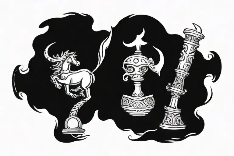 Band tattoo with zodiac sign Aquarius, Sagittarius and Libra tattoo design idea