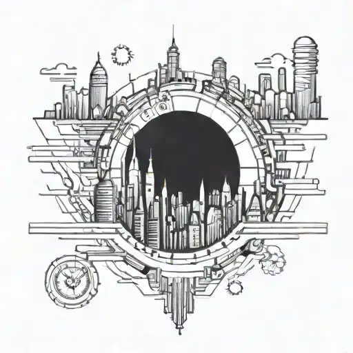 A futuristic cityscape incorporating the area code 619 in a unique way tattoo design idea