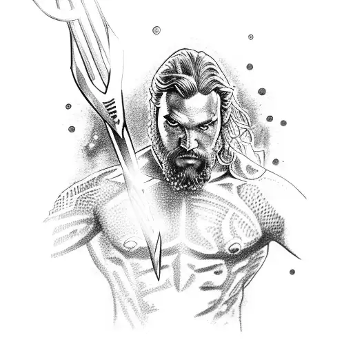 aquaman with axmc gun on shoulder tattoo design idea