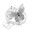 corazón mariposa abeja tattoo design idea