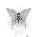 corazón mariposa abeja tattoo design idea