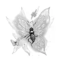 corazón mariposa abeja tattoo design idea