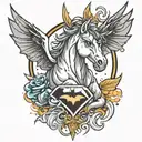 unicorn batman symbol tattoo design idea