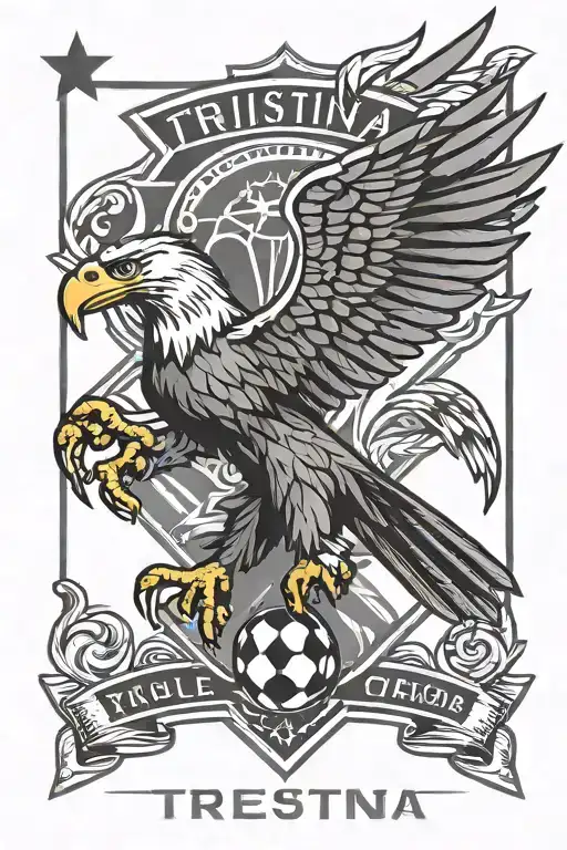 Incorporate the eagle emblem of Triestina football club in a geometric design with black-grey shading tattoo design idea