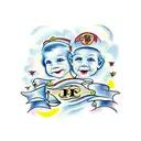 child's initials and stoonwatches  tattoo design idea