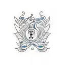 child's initials and stoonwatches  tattoo design idea