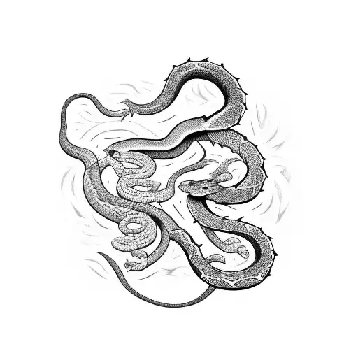 a snake about to strike, and a phrase: don't tread on me written in a gothic font  tattoo design idea