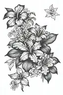 Hawaiian islands with April and December birth flower tattoo design idea