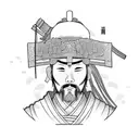 japanese samurai with clouds and flowers tattoo design idea