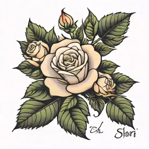 the name Shari as a stem rose  tattoo design idea
