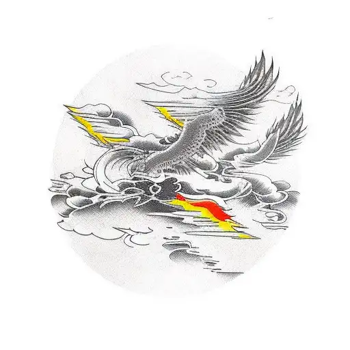 phoenix with burning boats tattoo design idea