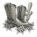 Cowboy Boots, Cactus, Arizona, western style tattoo tattoo design idea