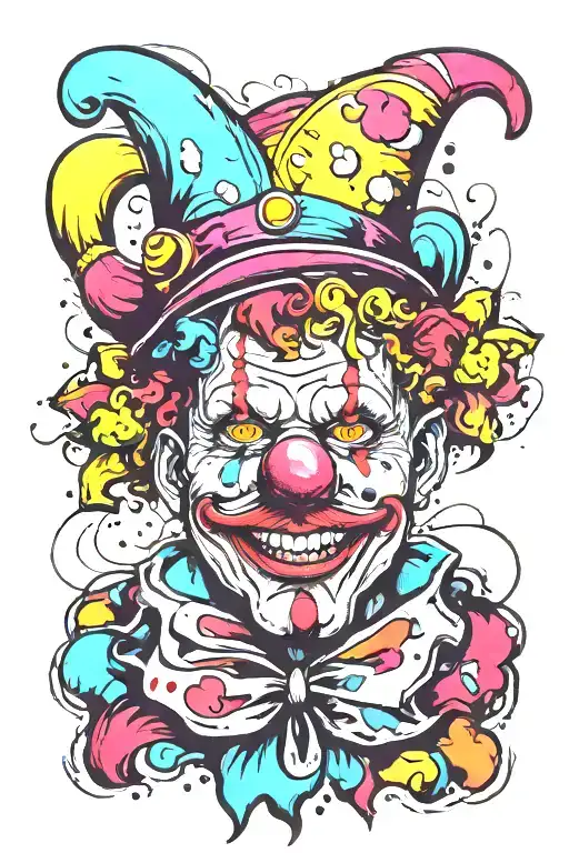 clown face tattoo design idea