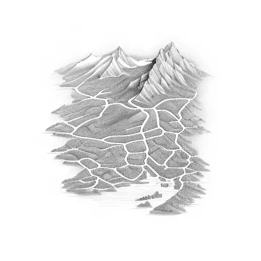 Detailed map of a hiking trail tattoo design idea
