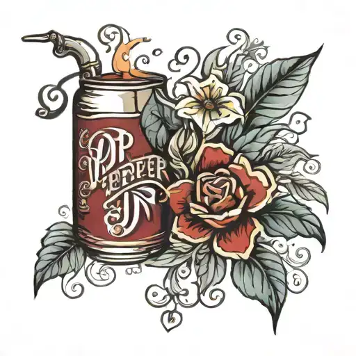 October flower tattoo design featuring dr pepper can  tattoo design idea