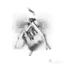 cigarette and introvert depressed lonely boy struggling  tattoo design idea