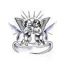 2 baby angels with the gemini star above them tattoo design idea