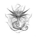 dragón and alchemy tattoo design idea