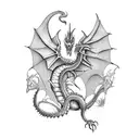 dragón and alchemy tattoo design idea