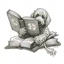 goldendoodle reading a book open tattoo design idea
